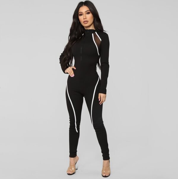 Black Full Sleeve Sports Jumpsuit