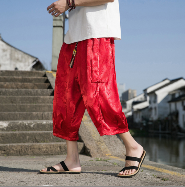 Chinese Style Ice Silk Beach Pants