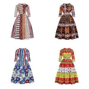 African Style Frauen Viertel Ärmel Mode Kleid Rock