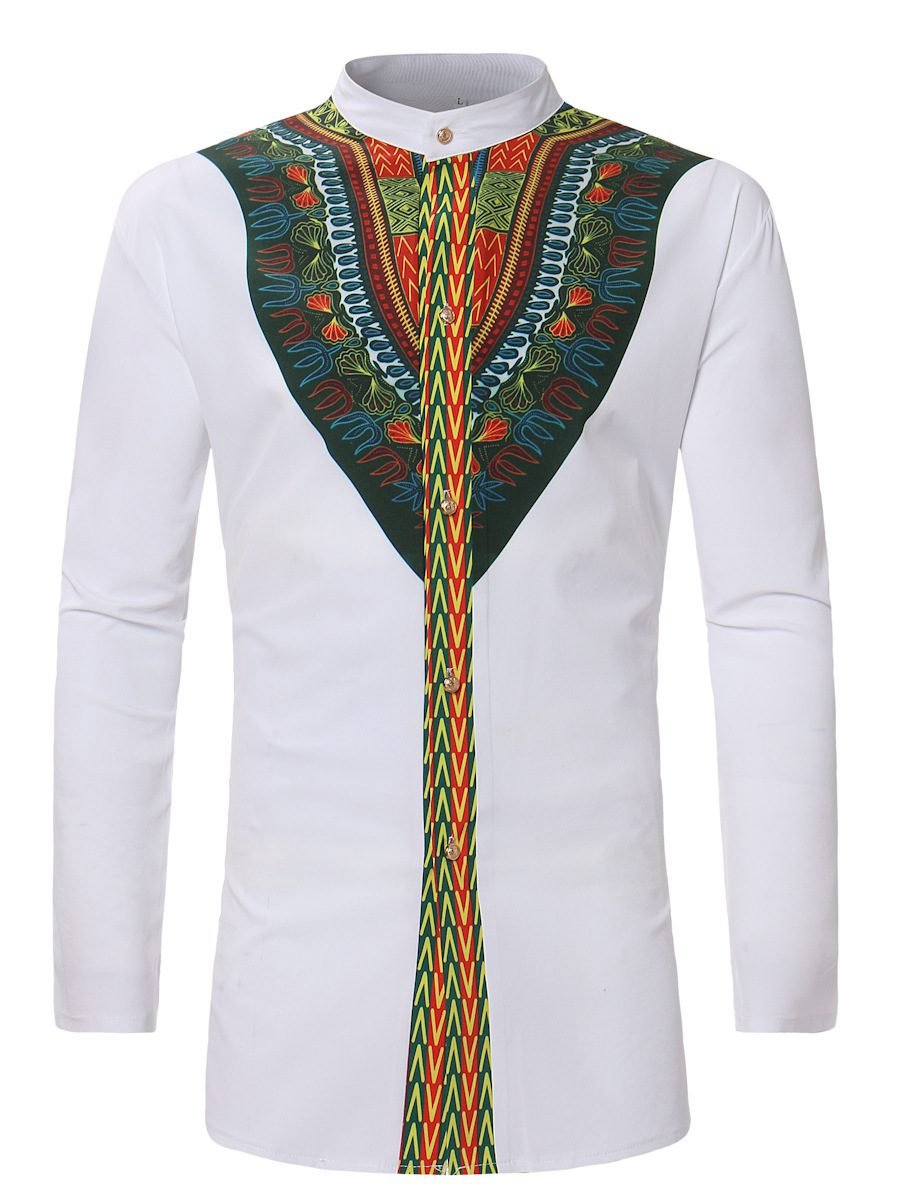 African Ethnic Printed Long Sleeve Shirt