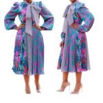 Afrikanisches Plus-size Damen Print Patchwork mit langem Faltenrock