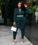 African Professional Ruffled Suit And Leggings Two-Piece Suit