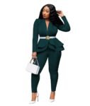 African Professional Ruffled Suit And Leggings Two-Piece Suit