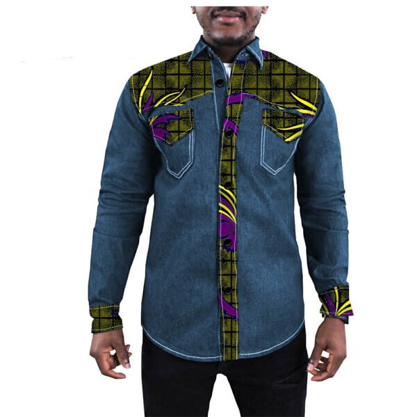 African Ethnic Printing Export Batik Denim Jacket For Men