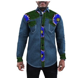 African Ethnic Printing Export Batik Denim Jacket For Men