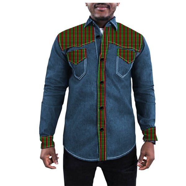 African Ethnic Printing Export Batik Denim Jacket For Men