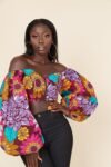 African Style Digital Printing Women's Sexy One-line Neck Tube Top Long Sleeves