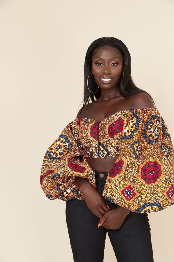 African Style Digital Printing Women's Sexy One-line Neck Tube Top Long Sleeves