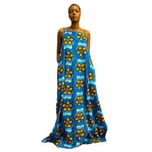 African ethnic print retro sling backless long dress one-piece dress