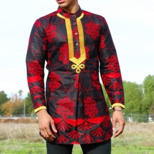 Lange bedruckte Herren Strickjacke Trendiges Hemd Afrikanischer Ethnostil