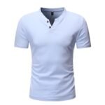 T-shirt Henley en lin à manches courtes