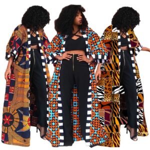 Veste pour femmes de style ethnique africain, trench-coat