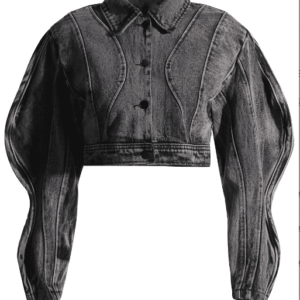 Trendy design splicing short denim jacket
