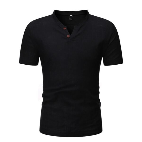 T-shirt Henley en lin à manches courtes