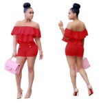 Plus Size Jumpsuit Two Pieces Ruffles Crop Top And Shorts