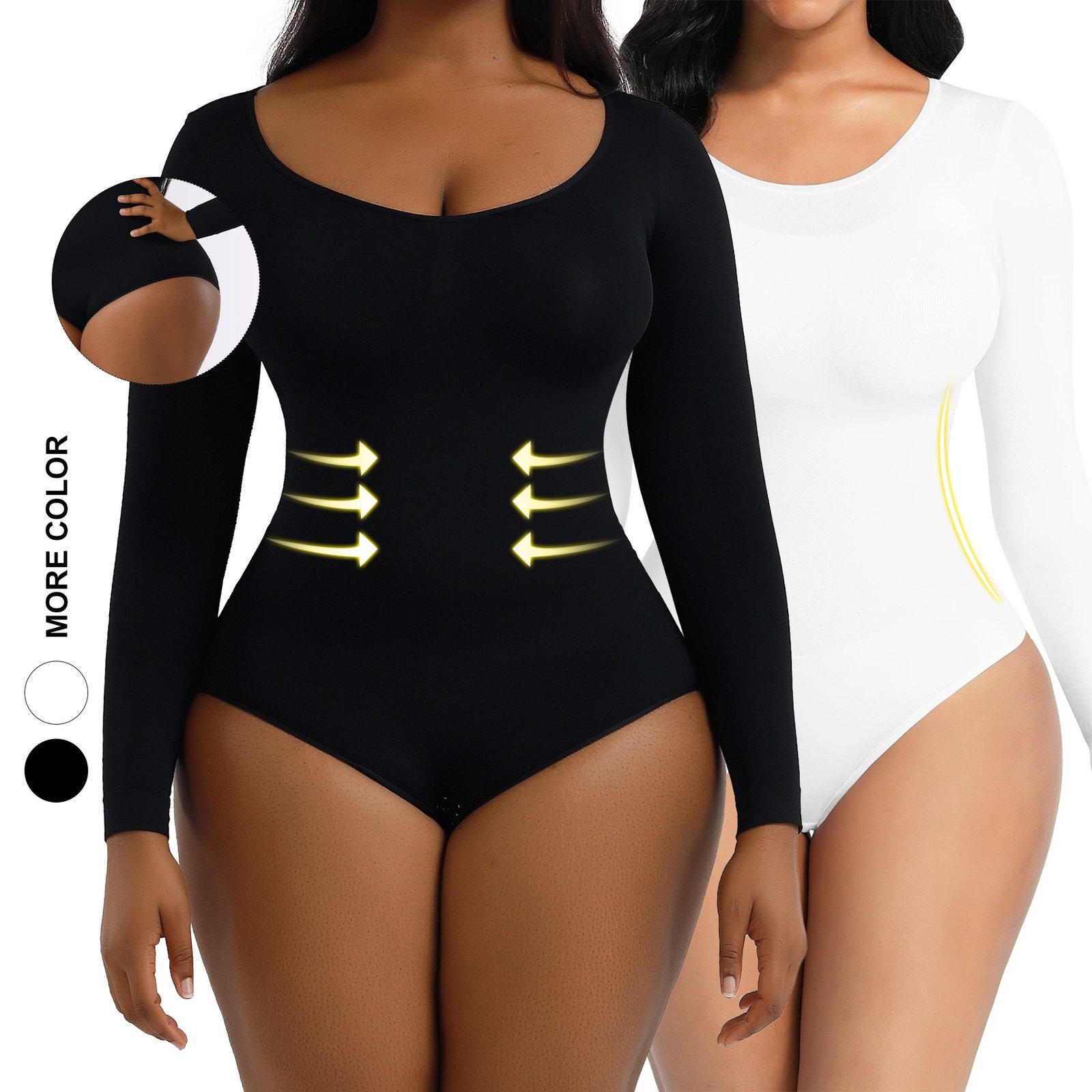 Body amincissant Plus size à manches longues