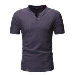 T-shirt Henley en lin à manches courtes