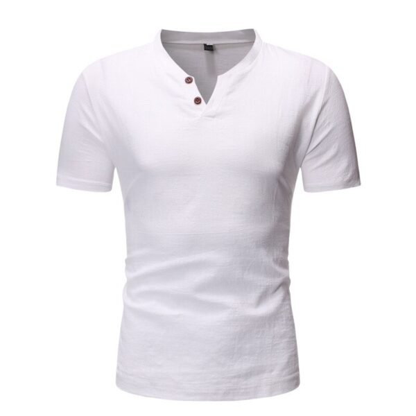 T-shirt Henley en lin à manches courtes