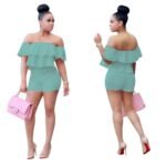 Plus Size Jumpsuit Two Pieces Ruffles Crop Top And Shorts