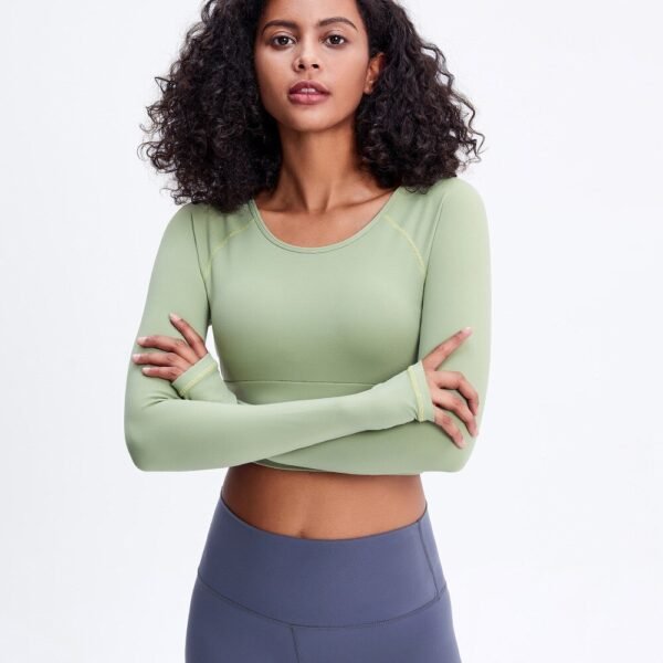 Long Sleeve Round Neck Fitness Workout Tops