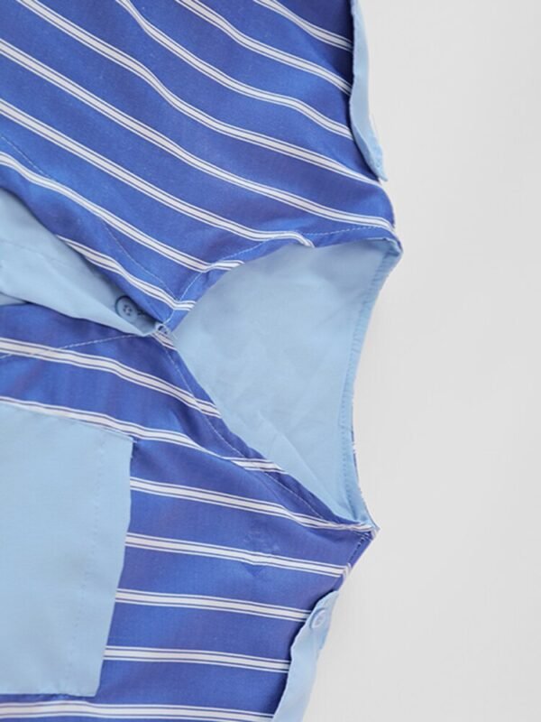 Blue Striped Big Size Color-block Dress