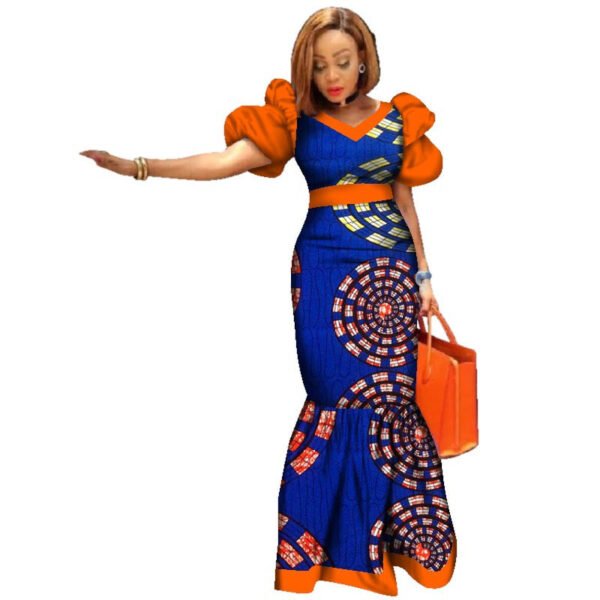 Ladies Dresses African Plus Size Puff Sleeve Dress