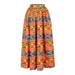 Printed African Style Women's Suit One-way Neck Top Split Skirt