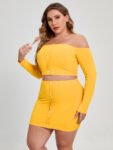 Plus size 2 Pieces Yellow Suit