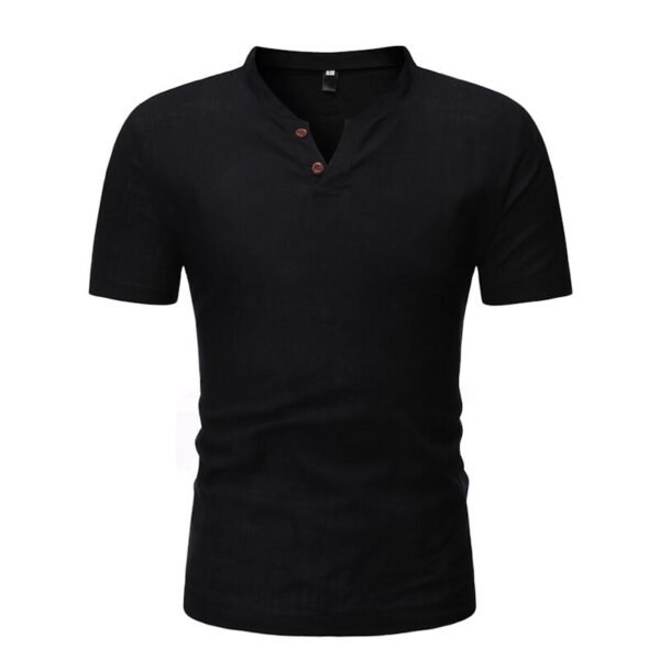 T-shirt Henley en lin à manches courtes