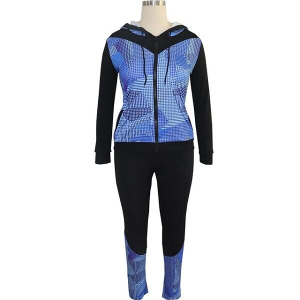 Plus Size 2 Pieces Set Print Hoodies Vogue Tracksuit