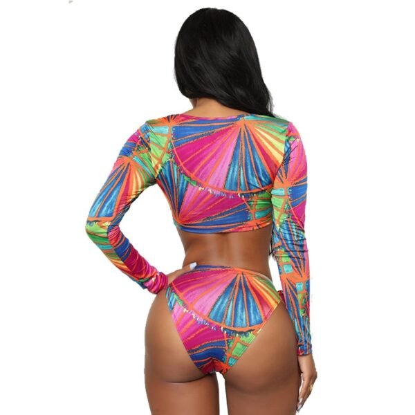 Maillot de bain deux pièces Maillot de bain deux pièces femme Maillot de bain manches longues imprimé africain Maillot de bain manches longues découpé Plage Tribal Thong Bikini