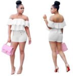 Plus Size Jumpsuit Two Pieces Ruffles Crop Top And Shorts