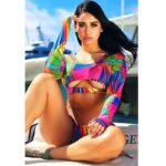 High Cut Swimsuit Two Piece Bathing Suit Women African Print Long Sleeves Swimwear Cut Out Beach Tribal Thong Bikini