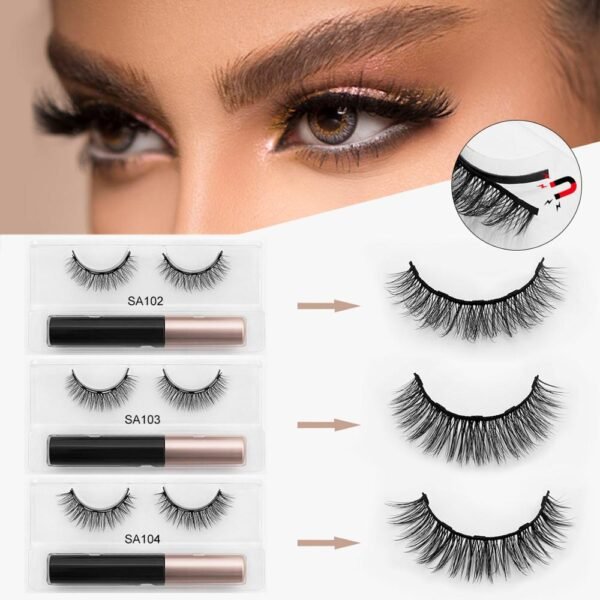 3D Mink Magnetic False Eyelashes Waterproof + Eyeliner Makeup set