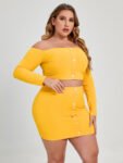 Plus size 2 Pieces Yellow Suit