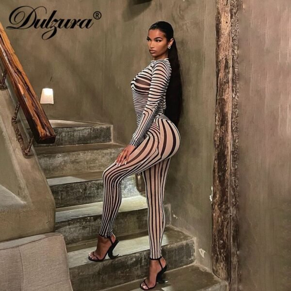 Zebra Print 2 Pieces Long Sleeve See Through Sheer Outfit