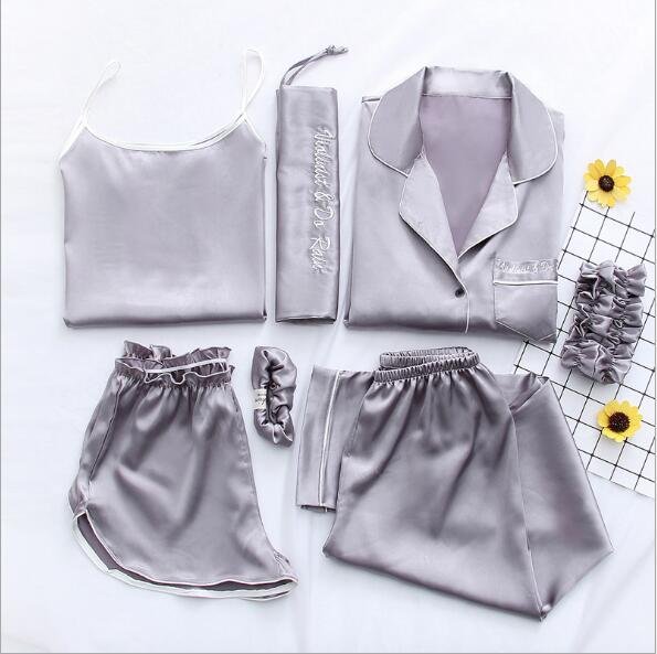 7 Pieces Silk Pajamas Sets