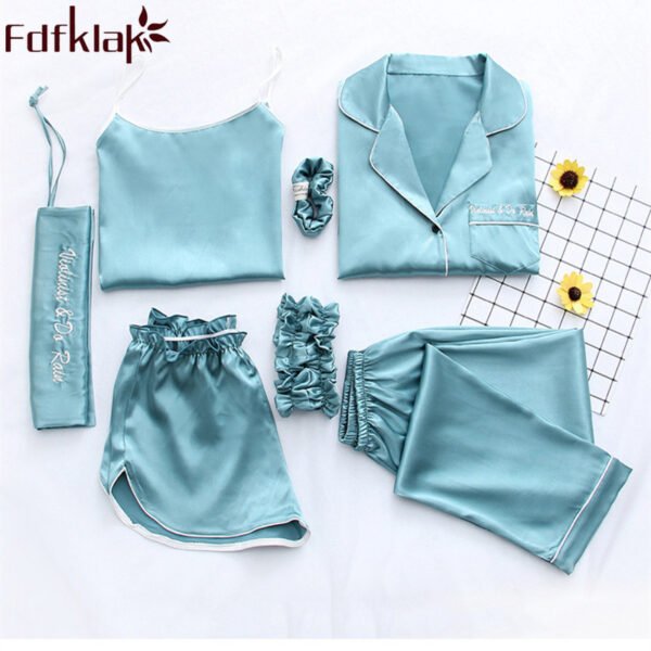 7 Pieces Silk Pajamas Sets