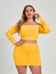 Plus size 2 Pieces Yellow Suit