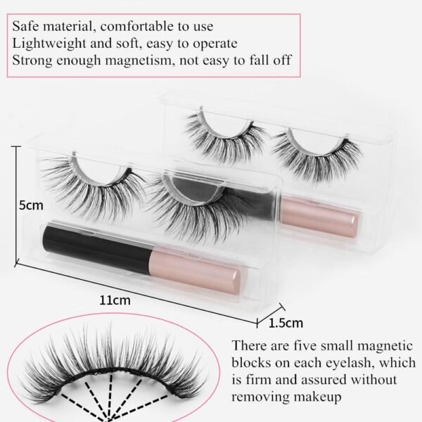 3D Mink Magnetic False Eyelashes Waterproof + Eyeliner Makeup set