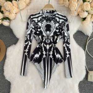 Top imprimé une pièce Sexy Bottoming Bodysuit