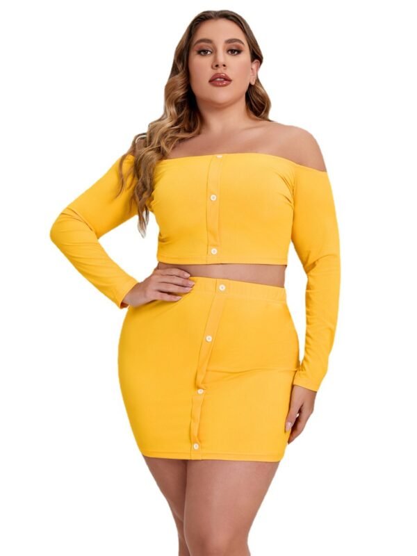 Plus size 2 Pieces Yellow Suit