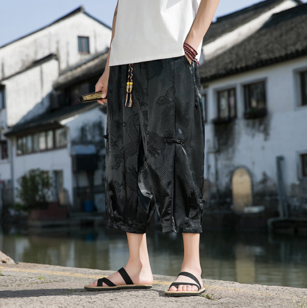 Chinese Style Ice Silk Beach Pants