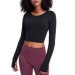 Long Sleeve Round Neck Fitness Workout Tops