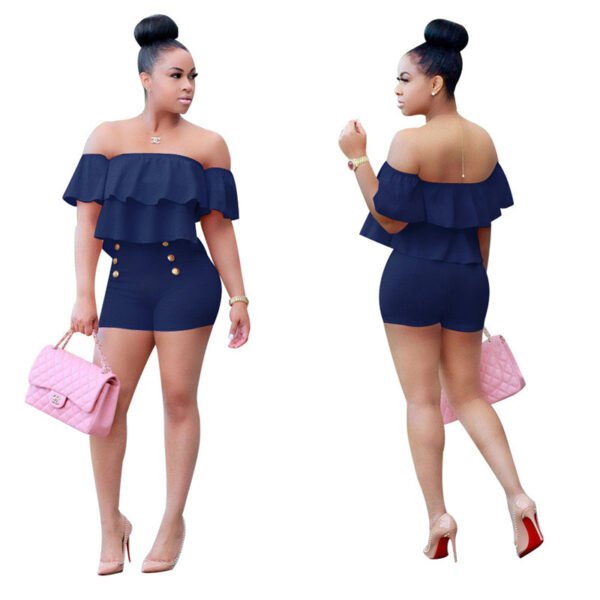 Plus Size Jumpsuit Two Pieces Ruffles Crop Top And Shorts