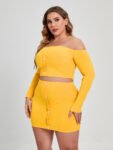 Plus size 2 Pieces Yellow Suit