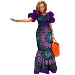 Ladies Dresses African Plus Size Puff Sleeve Dress