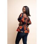 African Style Digital Printing Sexy Square Neck Lantern Sleeve Casual Top