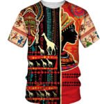 Sommer 3D Afrikanischer Druck Lässiges Herren T-Shirt