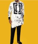 Afrikanisches Ethnisches Herren Revers Casual Print Weißes Hemd